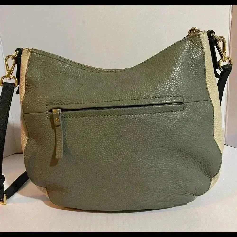 Kate spade beige grey leather satchel handbag